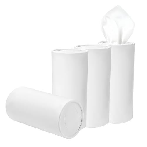 4PCS Car Tissue Holder, Car Cup Holder Travel Tissue Tube Box Container with Facial Tissues Bulk, Convenient Refillable Tissue Cylinder Cup Holder Decor for Most Vehicles (White) - color: White