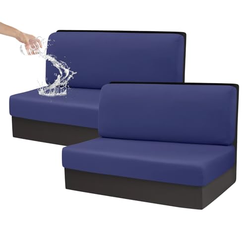CRFATOP Sets of 2 Waterproof RV Dinette Cushion Slipcover Stretch Camper Cushion Covers Solid 2 Seat Sofa Chair Cover Furniture Protector for RV Car Bench 2 Backrest Covers & 2 Bench Covers,Navy - color: Ss Navy, size: 2 Set