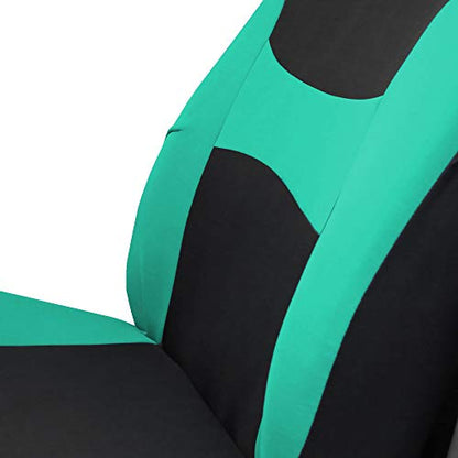 FH Group Stylish Full Set Car Set Covers Front Set and Rear Split Function, Airbag Compatible – Universal Fit for Cars Trucks & SUVs (Mint/Black) - color: Mint