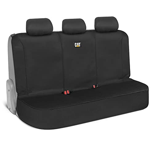CAT Flexfit Black Rear Seat Cover for Cars, SUVs & Mid-Size Pickup Trucks - Durable 60/40 Split Rear Bench Seat Protector, Back Seat Cover, Interior Auto Accessory, Not for Full-Size Pickup Trucks - color: Rear Seat Black