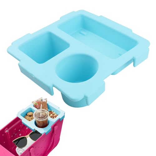 Topper Tray with Cup Holder for Bogg Bag X-Large, EVA Water-Resistant Organizer for Stan Cup, Phone & Snacks, Beach & Travel Accessory(COLOR:Blue) - color: Blue