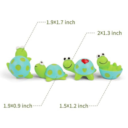 YGMONER 4Pcs Cute Resin Tortoise Figurines for Car Dashboard – Mini Turtle Ornaments for Car Monitor Decor, Small Animal Statue with Adhesive Stickers