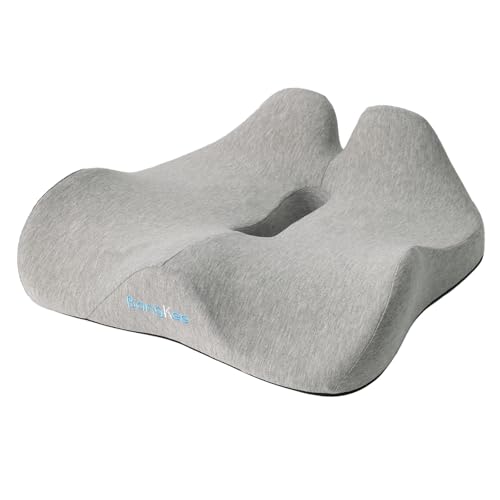 18x16 Inch Memory Foam Seat Cushion for Office, Car, Travel | Grey Chair Cushions with Removable Cover, Non-Slip Bottom and Carry Handle - color: Gray
