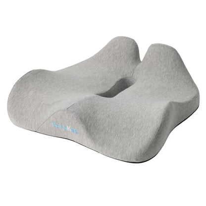 18x16 Inch Memory Foam Seat Cushion for Office, Car, Travel | Grey Chair Cushions with Removable Cover, Non-Slip Bottom and Carry Handle - color: Gray