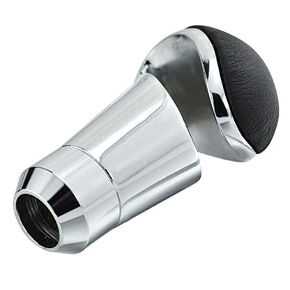 Alloy Gear Stick Shifter Knob Leather Covered Car Shift Lever Handle Fit Most Manual Automatic Vehicles, Black Silver