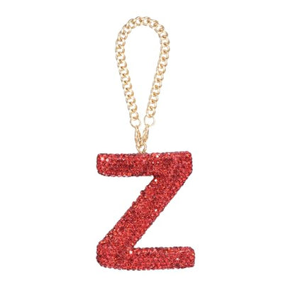 MECCANIXITY Bling Car Letter Charm, Initial Z Letter Interior Car Rear View Mirror Decoration Hanging Crystal Ornaments for Women Bags Water Cup DIY Craft, Red - style: Letter Z