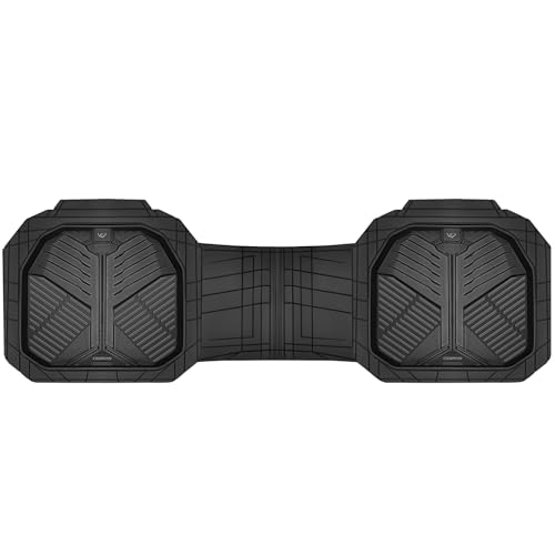 CAR PASS Heavy Duty Rubber Rear Car Mat, Deep-Dish Odorless Car Floor Mats All Weather, Universal Trim-to-Fit for SUVs Trucks Sedans, Waterproof Anti-Slip, Black - color: Rear Only Black