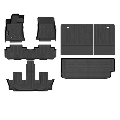 Floor Mats & Cargo Liner for Subaru Ascent 2019-2025 2026 7/8 Passenger with Backrest Mat, All Weather Automotive Floor Liners Custom Fit Full Set Accessories-Black - style: 1) For Ascent 2019-2026 Set
