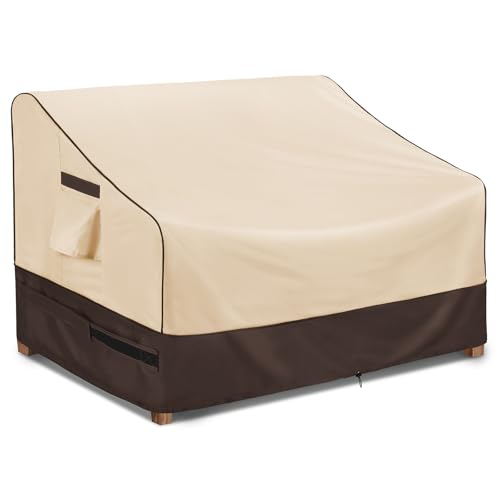 KylinLucky Outdoor Patio Sofa Cover fit 62 x 38 x 35 inch, 61 x 37, 60 x 36 Waterproof Weatherproof Heavy Duty 600D Garden Furniture Cover for Outside Sofa Couch - color: Khaki, size: 62x38x35 inch