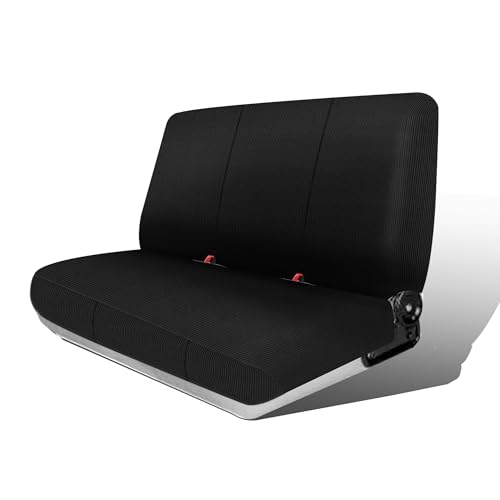 Jokuye Skin-Friendly Corduroy Fabric Truck Bench Seat Cover Universal Fit for Ford Chevrolet Dodge Full Size Pickup Trucks, with Storage Pockets - Black - color: Black, size: Corduroy