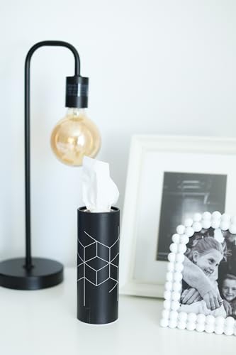 Cylinder Car Facial Tissue Holder, 5 Pack, 50 Tissues Per Cylinder, with Easy Open Lid, 3-Ply Tissues for Your car, Home and Office. Geometric Patterns (Geometric Patterns) - color: Geometric Patterns