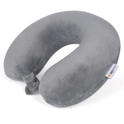 SAIREIDER Travel Pillows for Sleeping Airplane 100% Pure Memory Foam Neck Pillow for Airplanes Washable Cover(Grey) - color: Grey
