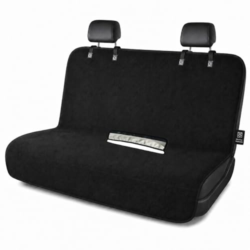 Waterproof Towel Rear Seat Cover for Cars, SUVs, Trucks & Sedans, Heavy Duty Sweat Towel Back Seat Protector for Post-Gym, Beach, Dogs & Kids, Machine Washable, Non-Slip, Black, 55" x 59"
