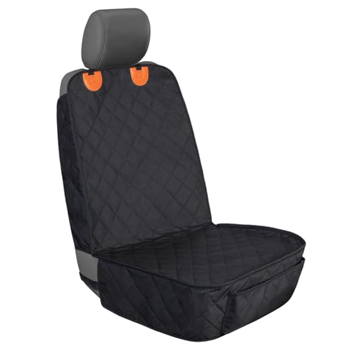 Dog Car Seat Cover Front Seat - Waterproof and Non-Slip, Heavy-Duty Pet Seat Protector with Side Flaps, Full Protection for Front Bucket Chairs on Cars SUVs Trucks (Black, Standard Front) - color: Black, size: Standard Front