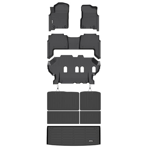 AIPOIL® Floor Floor Mats & Cargo Liner & Seatback Cargo Set for 2019-2024 Nissan Armada & Infiniti QX80 (8 Seats, Not Fit 7 Seats) All Weather TPE Car Full Set Floor Liners Custom Accessories - Black - style: 18) For Armada & QX80 2019-2024 Full Set