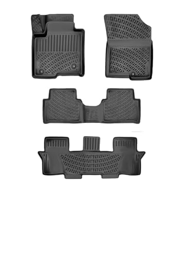 RizLiner Kia Sorento 2021-2026 (No Hybrid Models) 7 Seats Floor Mats 3D Custom Fit Rubber Car Mats Laser Measured Floor Liners All Weather Heavy Duty Waterproof Odorless Non-Slip TPE (Front & Rear) - size: Sorento 2021 - 2026 (No Hybrid Models)
