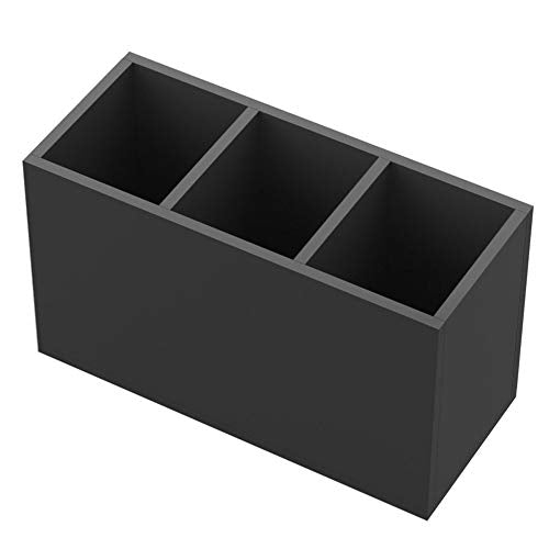 NIUBEE Acrylic Pen Holder 3 Compartments, Black Pencil Organizer Cup for Countertop Desk Accessory Storage - color: Black, size: 3 Cube