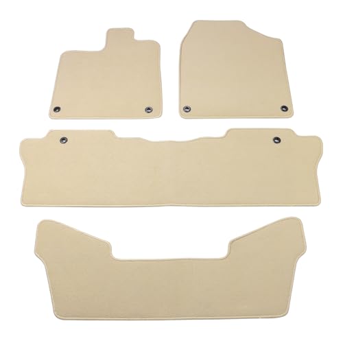 IKON MOTORSPORTS, Floor Mats Compatible with 2016-2022 Honda Pilot, Beige Nylon Car Auto Front Rear Carpets Liner 4PC Set Protector, 2017 2018 2019 2020 2021 - color: Beige