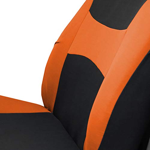 FH Group Light & Breezy Cloth Car Seat Covers, 7 Seater Three Row Set- Airbag & Split Ready -Universal for Cars Trucks and SUVs (Orange/Black) - color: Orange