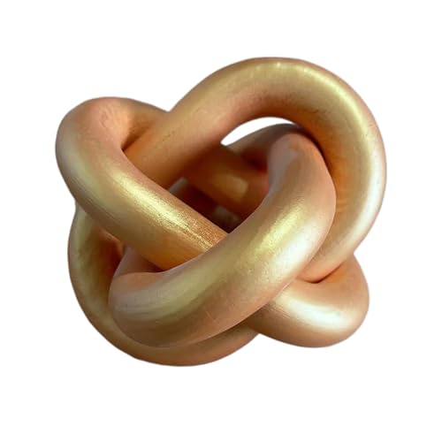 Wood Knot Decor -Coffee Table Decor Shelf Decor Table Books Hand Carved Home Decoration Boho Country Rustic Modern Shabby Chic Style 3 Link Wooden Knot Chain Link Decor (Gold) - color: Gold