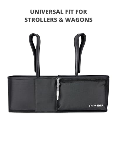 Skip Hop Ultimate Stroller Organizer Universal Fit with Adjustable Straps, Magnetic Flaps and Convertible Design that fits 40 oz. Tumblers, Oat - color: Oat