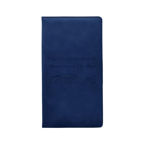 Car Registration and Insurance Card Holder - Vehicle Glove Box Document Organizer - Premium PU Leather Wallet Case - Driver License - Blue - color: Blue