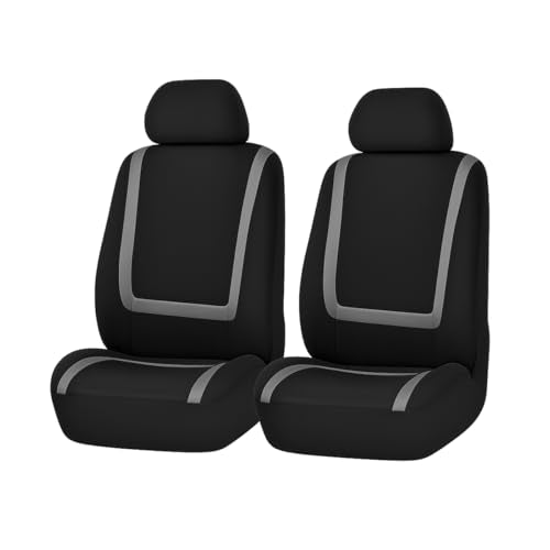 BELOMI Car Seat Covers Only, Breathable Premium Cloth Auto Seat Cover, Universal Front and Rear Seat Covers, Automotive Interior Accessories for Most Cars Trucks SUV (Black/Gray) - color: Black/Gray, size: 4PCS