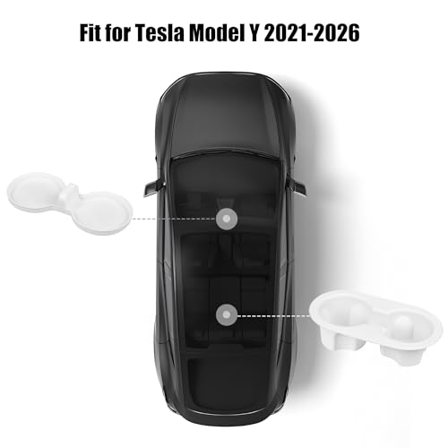 frani Cup Holder Set (2-Piece) Compatible with Tesla Model Y 2021-2026 & Juniper Refresh - Premium Silicone Inserts for Center Console & Rear Seats White - color: White, style: Model Y Juniper 2025-2026