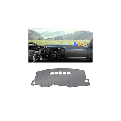 Autorder Gray Dashboard Cover Mat for 2007-2013 Chevy Chevrolet Silverado/GMC Sierra with Two Glove Boxes Accessories Dash Cover Upgrade Polyester Dash Mat Sunshade Glare UV Rays Protector - size: Gray 07-13 Silverado 2 Glove Boxes