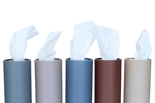 Cylinder Car Facial Tissue Holder, 5 Pack, 50 Tissues Per Cylinder, with Easy Open Lid, 3-Ply Tissues for Your car, Home and Office. Geometric Patterns (Matte Palette) - color: Matte Palette