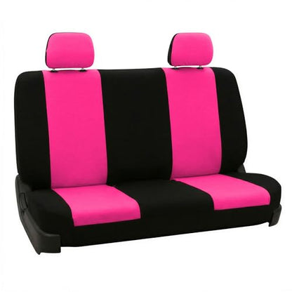 FH Group Pair Set Flat Cloth Car Seat Covers- Universal Fit for Trucks, SUVs, and Vans (Pink/Black) FB050102 - color: Pink