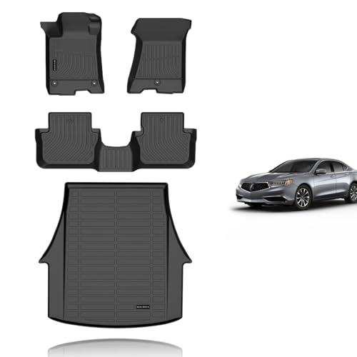 KELCSEECS® Floor Mats & Cargo Liner for 2015-2020 Acura TLX,All Weather Protection TPE Floor Liners Front& Rear Row Full Set TLX Accessories Black - style: 9) For 2015-2020 TLX Full Set