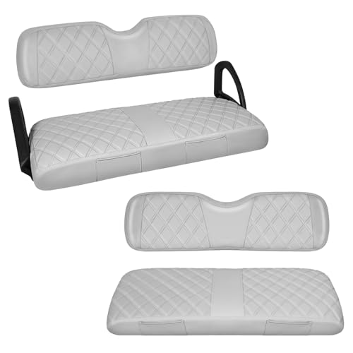 Golf Cart Seat Covers Full Set Front & Rear Kit for EZGO RXV OEM, Premium Vinyl Leather Replacement Cushion Covers, No Tools Needed & Easy to Clean (Grey) - color: Gray, size: Fit EZGO RXV OEM Seat