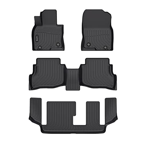 HAFIDI® Floor Mats Fit for 2016-2023 Mazda CX-9 (Only Fit 7 Passenger) All Weather Protection TPE Anti-Slip Automotive Floor Liners, Fits 1st & 2nd & 3rd Row Full Set CX9 Custom Accessories, Black - style: 12) For CX9 7 Seats 2016-2023 Floor Mats