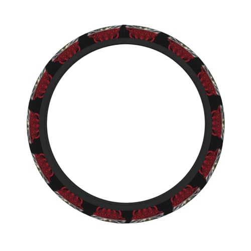 Lion Egypt Egyptian Flag Breathable Neoprene Steering Wheel Cover - Anti-Slip Floral Design Universal Fit for Cars/Trucks/Suvs (14.5"-15" Inch) - color: Lion Egypt Egyptian Flag