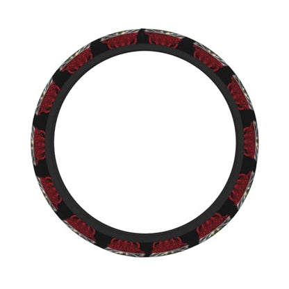 Lion Egypt Egyptian Flag Breathable Neoprene Steering Wheel Cover - Anti-Slip Floral Design Universal Fit for Cars/Trucks/Suvs (14.5"-15" Inch) - color: Lion Egypt Egyptian Flag