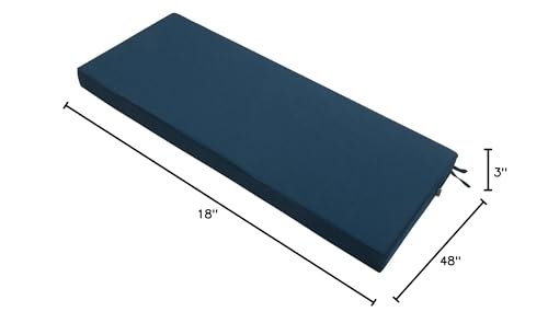 Magpie Fabrics Patio Bench Loveseat Cushion Covers (Replacement Cover only, No Insert!), Waterproof Fade Resistant Swing Cushion Slipcover with Ties(48x18x3 Inch, Navy) - color: Blue Navy, size: 48x18x3 Inch (1 Count)