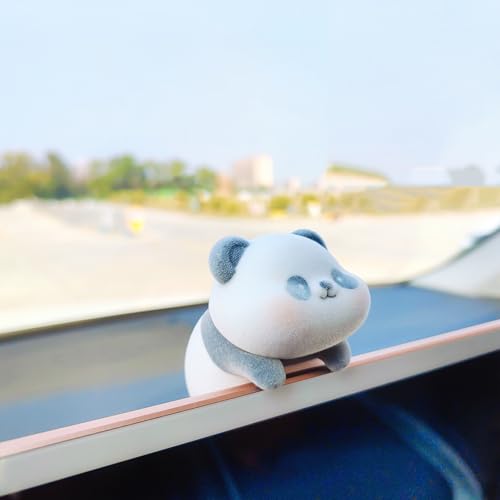 Cute Furry Animal Rear View Mirror Accessories, Car Dashboard Ornament Center Screen Decoration Rearview Mirror Charm, Car Accessories Interior Decor for Women/Men - style: Panda