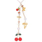 Cherry Bow Rear View Mirror Charm - Gold Crystal Bead Car Suncatcher Pendant, CherrIies Hanging Ornament for Car Accessories, Aesthetic Gift for Women New Driver Friends - style: Cherry Bow