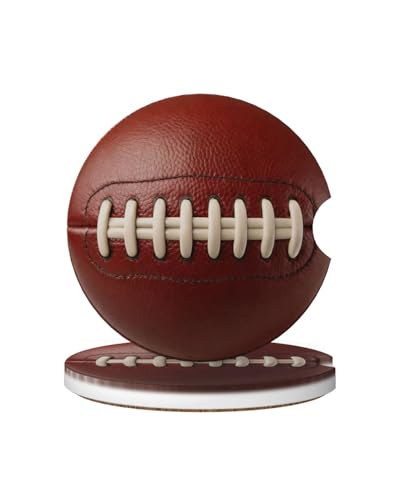 Car Cup Holder Coasters, 2 Pcs Ceramic Coasters with Cork Back and Finger Slot, Anti-Slip Shock Absorbing Woman and Men Universal Car Accessories - Gridiron Ball - color: Gridiron Ball