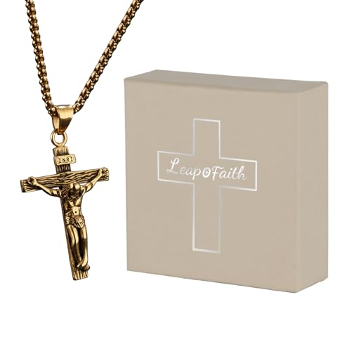 Cross Pendant for Car Rearview Mirror Charm Jesus Cross Necklace Jewelry Men Auto Interior Car Decor Crucifix Christian Religious Gift (Bronze)