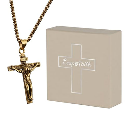 Cross Pendant for Car Rearview Mirror Charm Jesus Cross Necklace Jewelry Men Auto Interior Car Decor Crucifix Christian Religious Gift (Bronze)