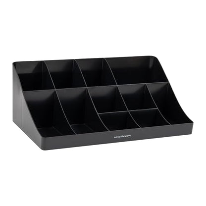 Mind Reader Cup and Condiment Station, Countertop Organizer, Coffee Bar, Kitchen, Stirrers, 17.875"L x 9.5"W x 6.625"H, Black - color: Black