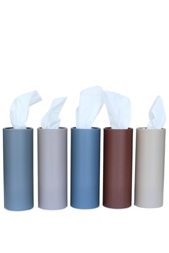 Cylinder Car Facial Tissue Holder, 5 Pack, 50 Tissues Per Cylinder, with Easy Open Lid, 3-Ply Tissues for Your car, Home and Office. Geometric Patterns (Matte Palette) - color: Matte Palette