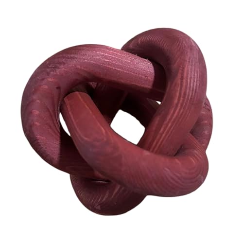 Wood Knot Decor -Coffee Table Decor Shelf Decor Table Books Hand Carved Home Decoration Boho Country Rustic Modern Shabby Chic Style 3 Link Wooden Knot Chain Link Decor (Burgundy) - color: Burgundy
