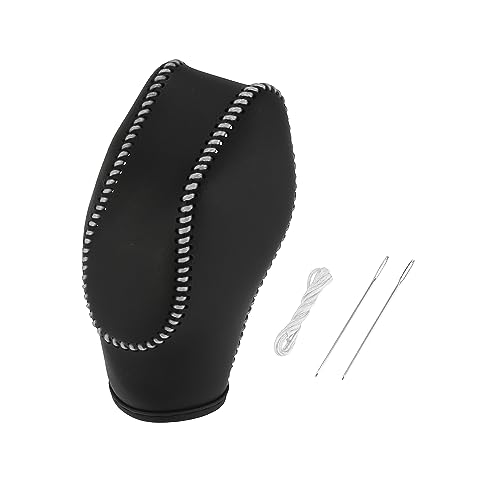 AUTOHAUX Car Automatic Faux Leather Gear Shift Knob Cover for Ford Focus, Escape, Fiesta, EcoSport Gray Line - color: Gray
