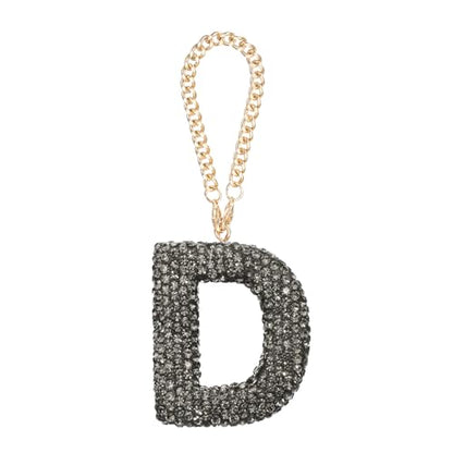 MECCANIXITY Bling Car Letter Charm, Initial D Letter Interior Car Rear View Mirror Decoration Hanging Crystal Ornaments for Women Bags Water Cup DIY Craft, Gray - style: D Letter