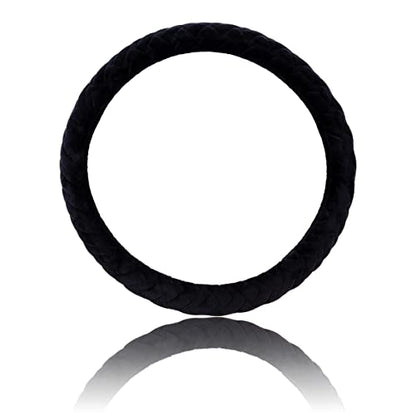Flying Banner car Steering Wheel Cover Soft Velvet Warm Universal Size 15 inches SUV Truck Anti Slip Odorless Summer Winter (Black, Velvet Massage) - color: Black