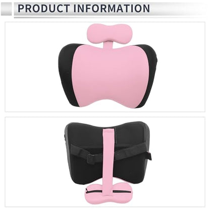 Car Headrest Pillow Ergonomic Comfortable Neck Support Pillow Milk Silk Fabric and Memory Foam Bandage Adjustable Width Black and Pink Set of 1 - color: Black Pink