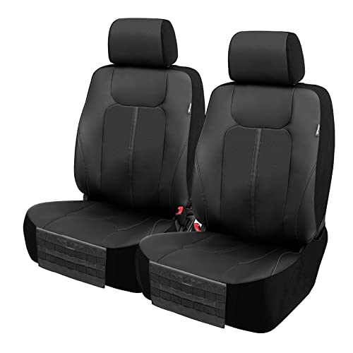 LPI Truck Carson Heavy Duty Truck Seat Covers for Front Seats; Fits Full-Size SUV or Truck; Includes Front, Built-in Molle Style Organizer; Semi-Custom Fit; Faux Leather; 2pcs, Black - color: Truck Front Cover Black A